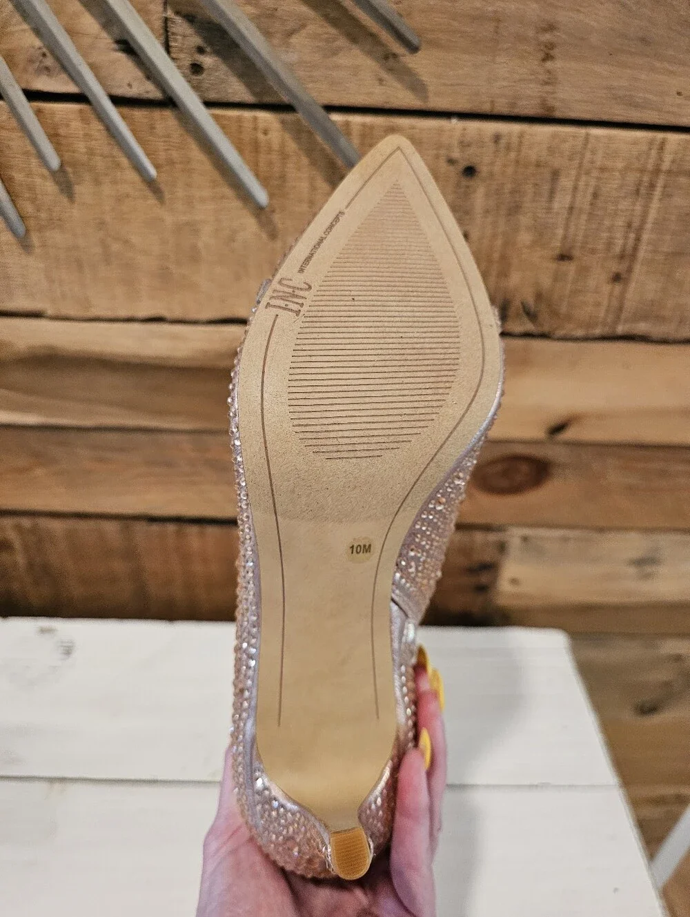 ๐ NWOT INC International Concepts "Ignacia" Rose Gold Rhinestone Boots Size 10M - Picture 10 of 11